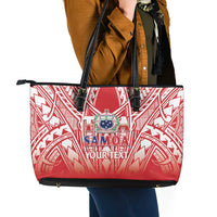 Toa Samoa Rugby Custom Leather Tote Bag Samoa mo Samoa Polynesian Pacific Red - Polynesian Pride