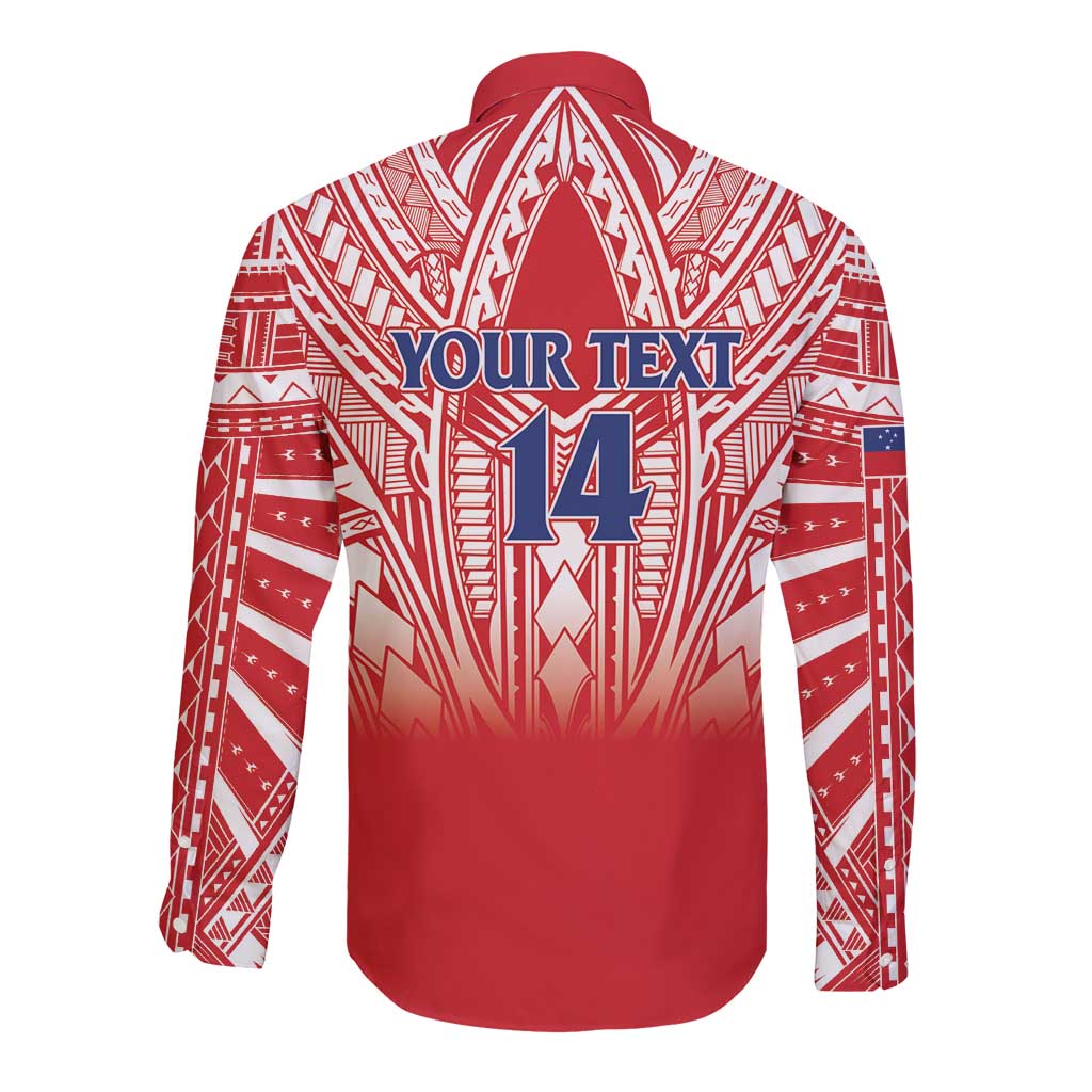 Toa Samoa Rugby Custom Long Sleeve Button Shirt Samoa mo Samoa Polynesian Pacific Red LT14 - Polynesian Pride