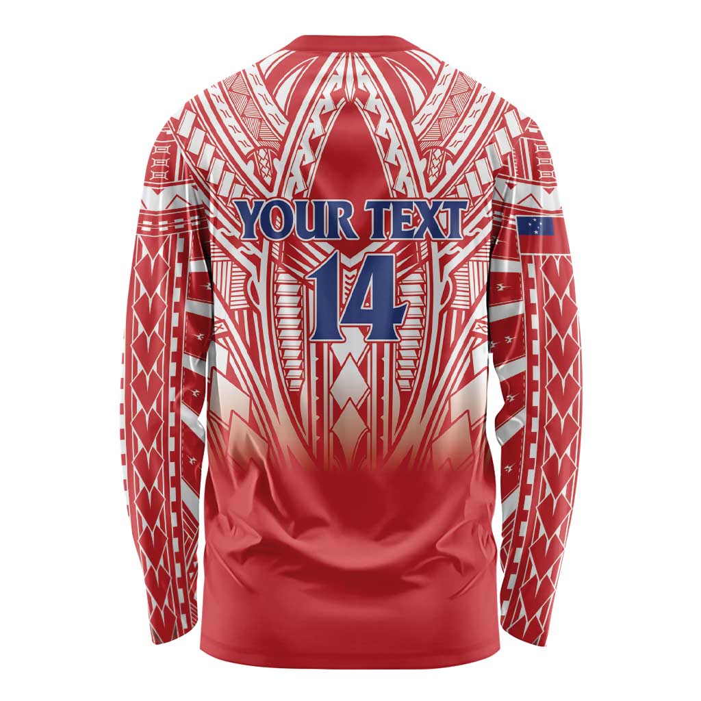 Toa Samoa Rugby Custom Long Sleeve Shirt Samoa mo Samoa Polynesian Pacific Red - Polynesian Pride