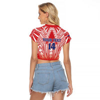 Toa Samoa Rugby Custom Raglan Cropped T Shirt Samoa mo Samoa Polynesian Pacific Red LT14 - Polynesian Pride