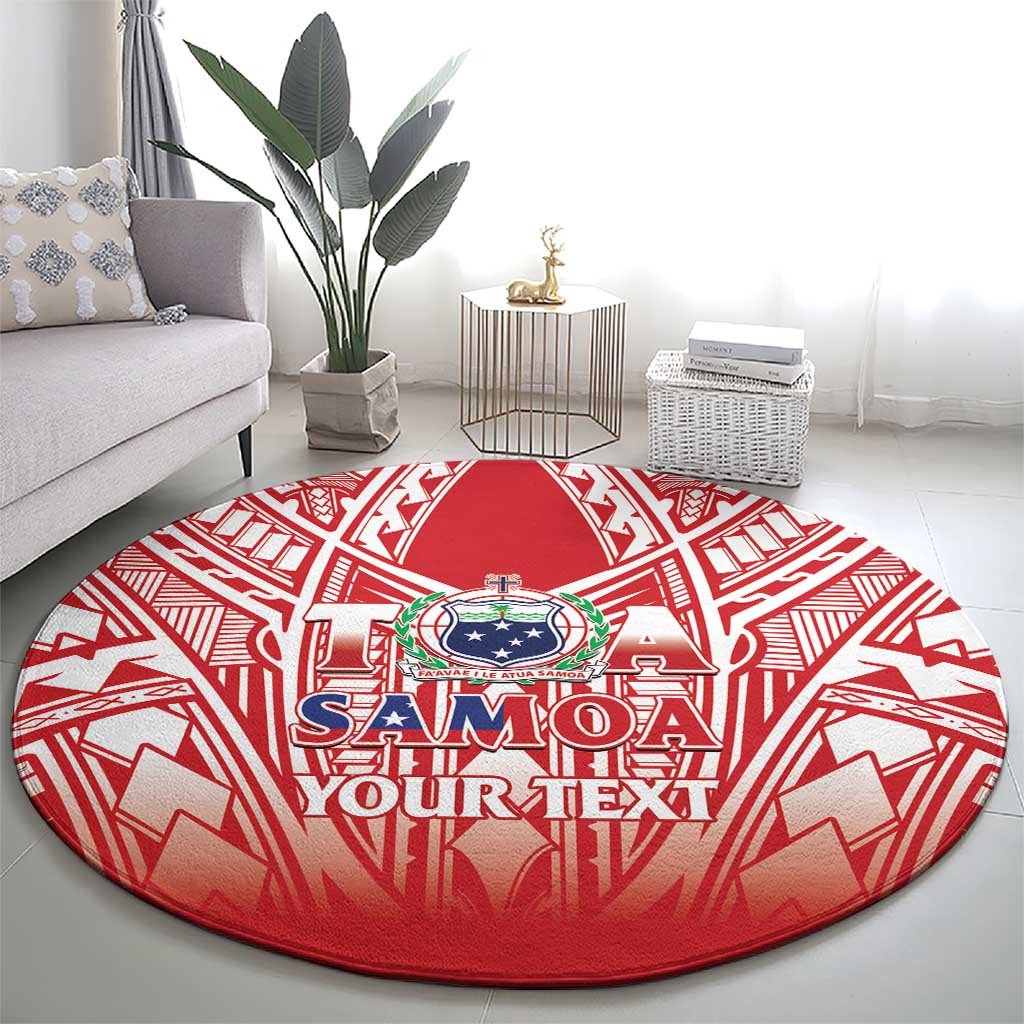 Toa Samoa Rugby Custom Round Carpet Samoa mo Samoa Polynesian Pacific Red - Polynesian Pride