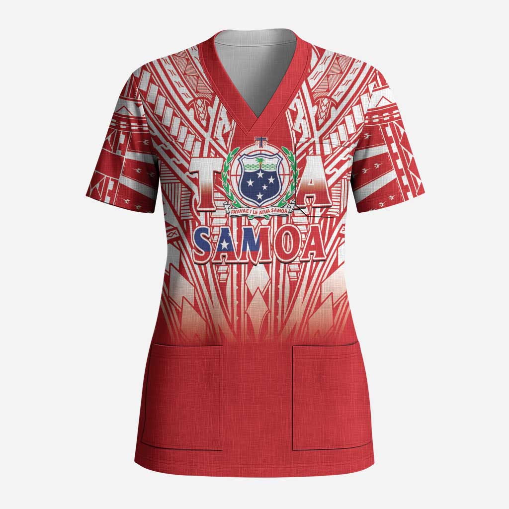 Toa Samoa Rugby Custom Scrub Top Samoa mo Samoa Polynesian Pacific Red - Polynesian Pride