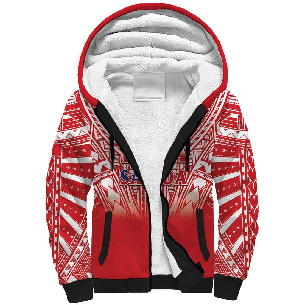 Toa Samoa Rugby Custom Sherpa Hoodie Samoa mo Samoa Polynesian Pacific Red - Polynesian Pride