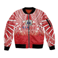 Toa Samoa Rugby Custom Sleeve Zip Bomber Jacket Samoa mo Samoa Polynesian Pacific Red LT14 Unisex Red - Polynesian Pride