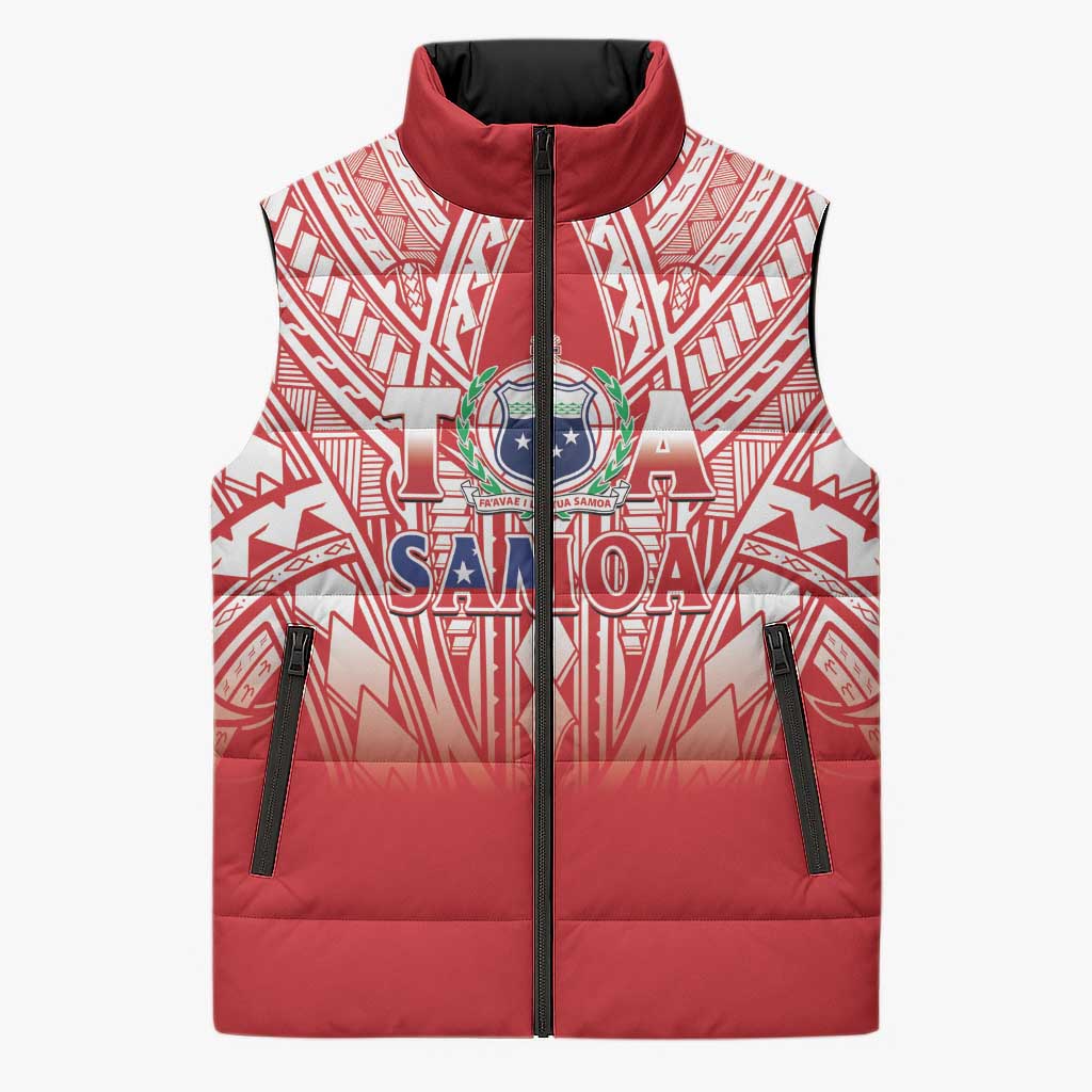 Toa Samoa Rugby Custom Sleeveless Puffer Jacket Samoa mo Samoa Polynesian Pacific Red - Polynesian Pride