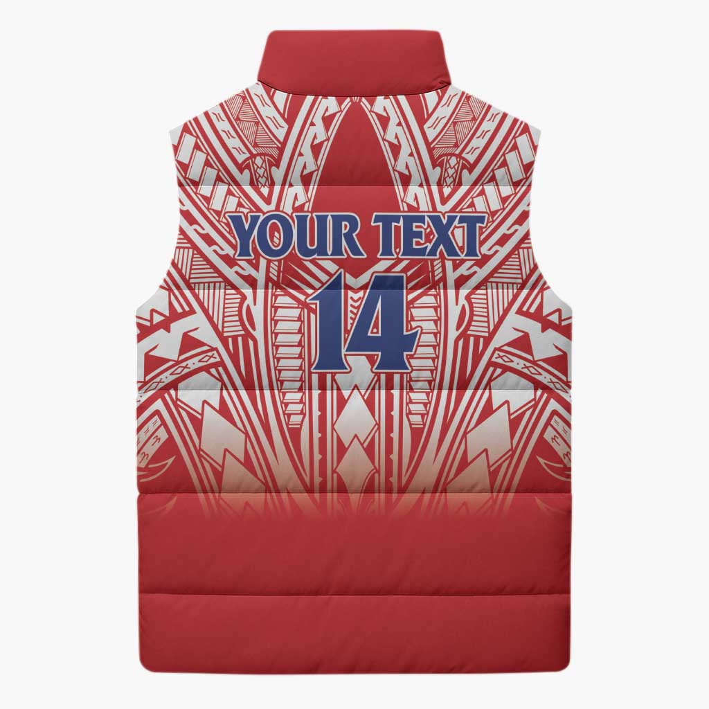 Toa Samoa Rugby Custom Sleeveless Puffer Jacket Samoa mo Samoa Polynesian Pacific Red - Polynesian Pride