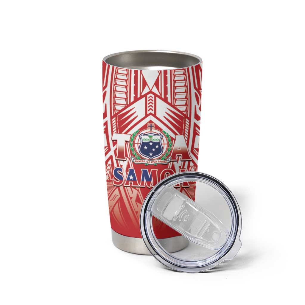 Toa Samoa Rugby Custom Tumbler Cup Samoa mo Samoa Polynesian Pacific Red - Polynesian Pride