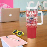Toa Samoa Rugby Custom Tumbler With Handle Samoa mo Samoa Polynesian Pacific Red - Polynesian Pride