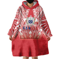 Toa Samoa Rugby Custom Wearable Blanket Hoodie Samoa mo Samoa Polynesian Pacific Red - Polynesian Pride