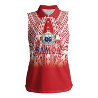 Toa Samoa Rugby Custom Women Sleeveless Polo Shirt Samoa mo Samoa Polynesian Pacific Red - Polynesian Pride