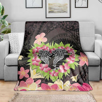 Polynesia Valentine's Day Blanket Hammerhead Shark Plumeria With Polynesian Pattern