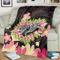 Polynesia Valentine's Day Blanket Hammerhead Shark Plumeria With Polynesian Pattern