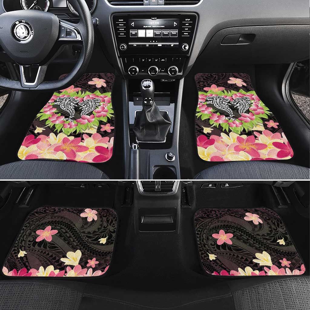 Polynesia Valentine's Day Car Mats Hammerhead Shark Plumeria With Polynesian Pattern