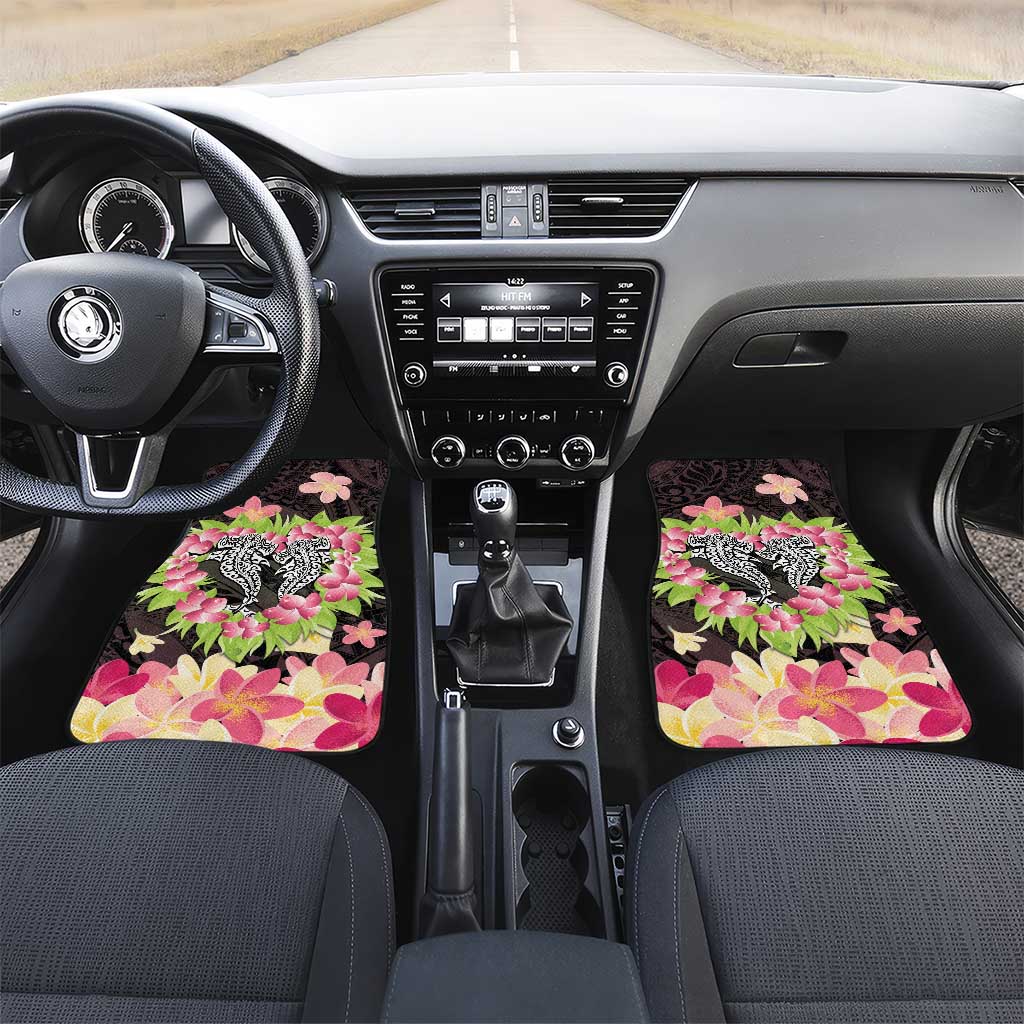 Polynesia Valentine's Day Car Mats Hammerhead Shark Plumeria With Polynesian Pattern