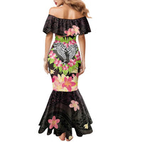 Polynesia Valentine's Day Family Matching Mermaid Dress and Hawaiian Shirt Hammerhead Shark Plumeria With Polynesian Pattern