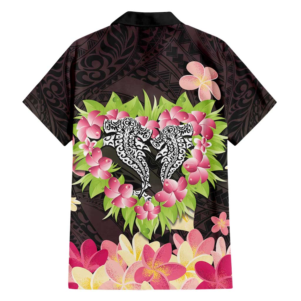 Polynesia Valentine's Day Family Matching Puletasi and Hawaiian Shirt Hammerhead Shark Plumeria With Polynesian Pattern