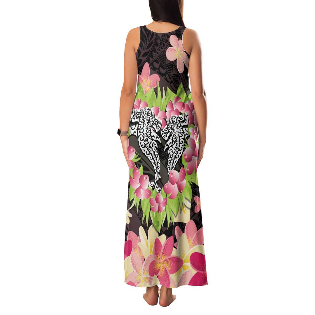 Polynesia Valentine's Day Family Matching Tank Maxi Dress and Hawaiian Shirt Hammerhead Shark Plumeria With Polynesian Pattern