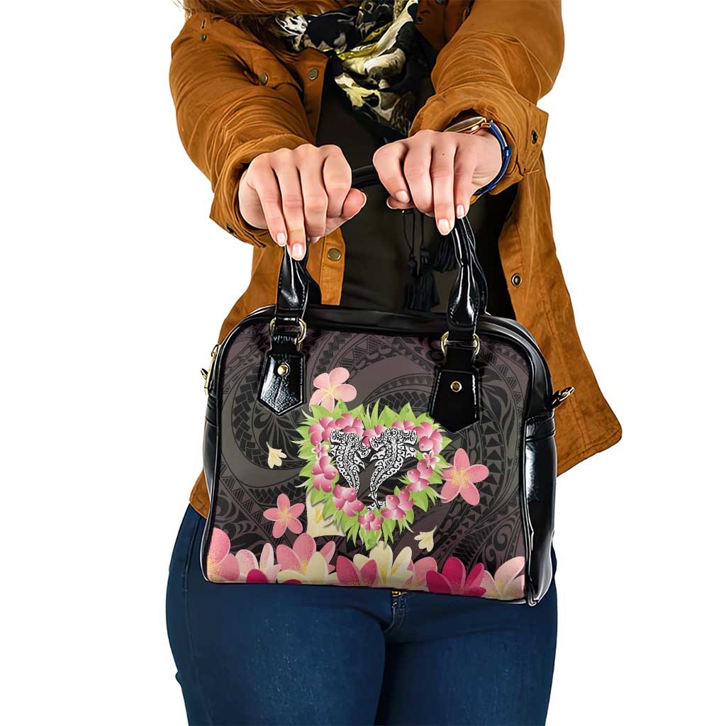 Polynesia Valentine's Day Shoulder Handbag Hammerhead Shark Plumeria With Polynesian Pattern