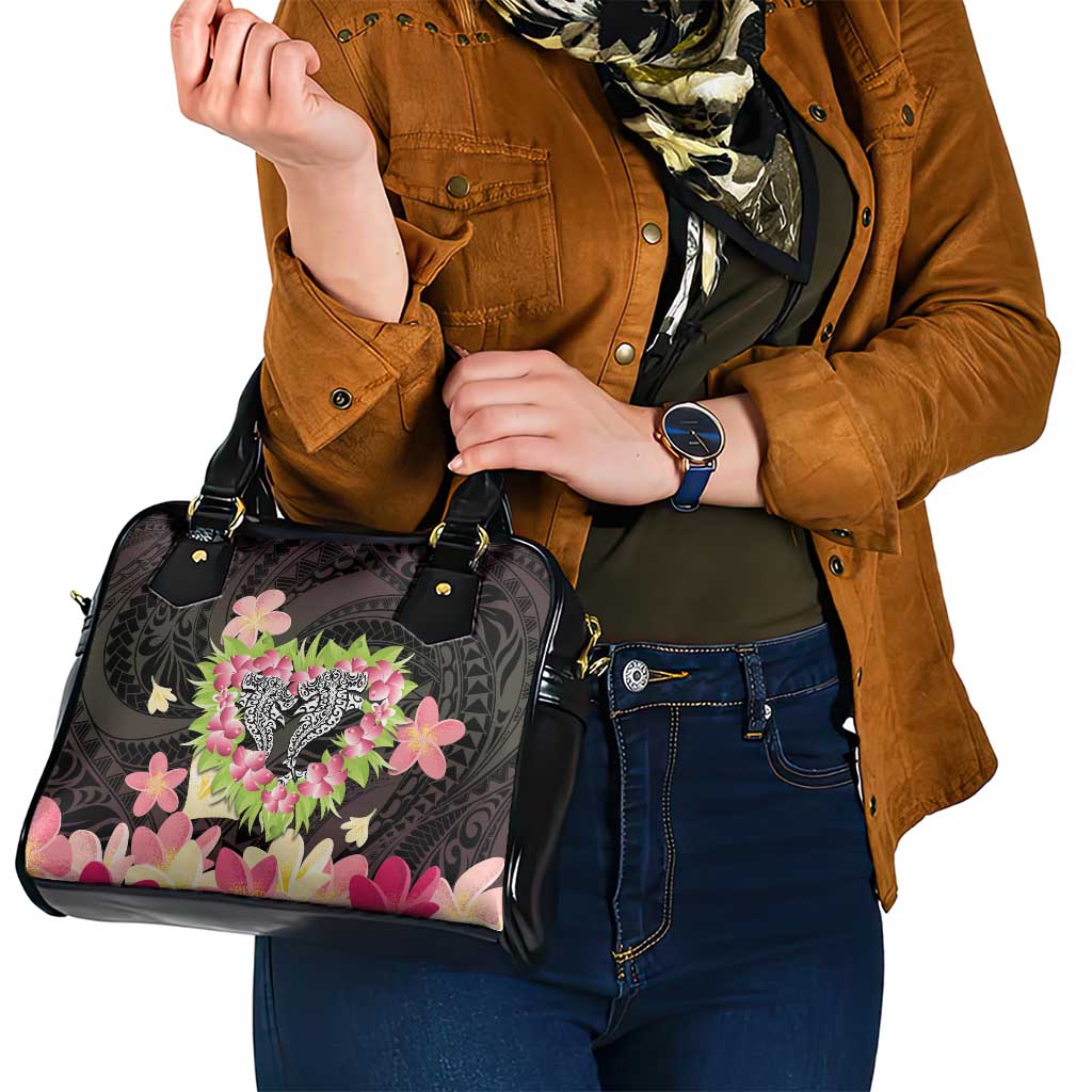 Polynesia Valentine's Day Shoulder Handbag Hammerhead Shark Plumeria With Polynesian Pattern