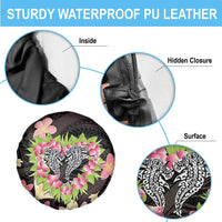 Polynesia Valentine's Day Spare Tire Cover Hammerhead Shark Plumeria With Polynesian Pattern