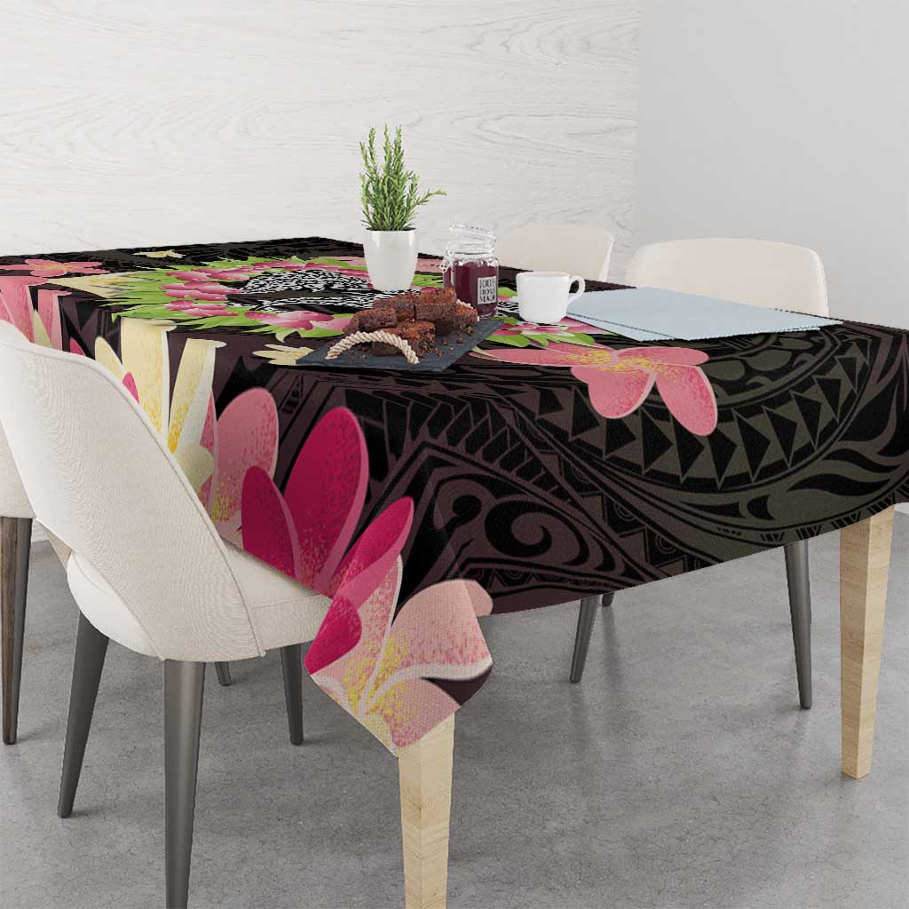 Polynesia Valentine's Day Tablecloth Hammerhead Shark Plumeria With Polynesian Pattern