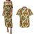 Brown Hawaii Plumeria Lei With Tropical Leaves Couples Matching Puletasi and Hawaiian Shirt