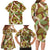 Brown Hawaii Plumeria Lei With Tropical Leaves Family Matching Long Sleeve Bodycon Dress and Hawaiian Shirt