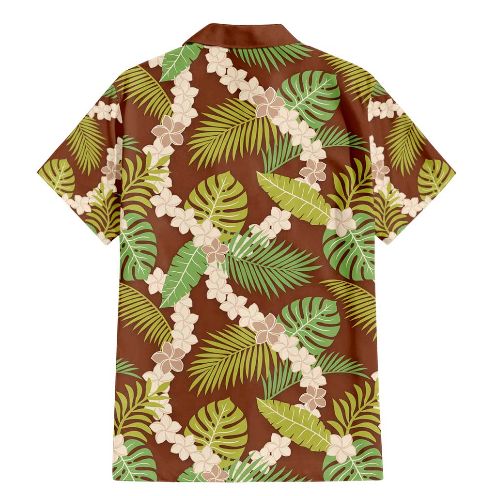 Brown Hawaii Plumeria Lei With Tropical Leaves Family Matching Mermaid Dress and Hawaiian Shirt