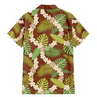 Brown Hawaii Plumeria Lei With Tropical Leaves Family Matching Mermaid Dress and Hawaiian Shirt