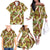 Brown Hawaii Plumeria Lei With Tropical Leaves Family Matching Off The Shoulder Long Sleeve Dress and Hawaiian Shirt