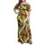 Brown Hawaii Plumeria Lei With Tropical Leaves Family Matching Off Shoulder Maxi Dress and Hawaiian Shirt