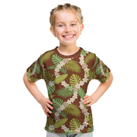 Brown Hawaii Plumeria Lei With Tropical Leaves Kid T Shirt LT14 Brown - Polynesian Pride