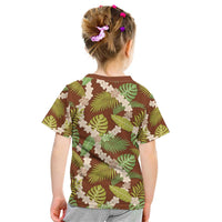 Brown Hawaii Plumeria Lei With Tropical Leaves Kid T Shirt LT14 - Polynesian Pride