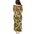 Brown Hawaii Plumeria Lei With Tropical Leaves Puletasi