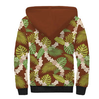 Brown Hawaii Plumeria Lei With Tropical Leaves Sherpa Hoodie