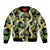 Black Hawaii Plumeria Lei With Tropical Leaves Bomber Jacket