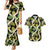 Black Hawaii Plumeria Lei With Tropical Leaves Couples Matching Mermaid Dress and Hawaiian Shirt