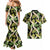 Black Hawaii Plumeria Lei With Tropical Leaves Couples Matching Mermaid Dress and Hawaiian Shirt