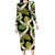 Black Hawaii Plumeria Lei With Tropical Leaves Family Matching Long Sleeve Bodycon Dress and Hawaiian Shirt