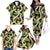 Black Hawaii Plumeria Lei With Tropical Leaves Family Matching Off The Shoulder Long Sleeve Dress and Hawaiian Shirt