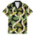 Black Hawaii Plumeria Lei With Tropical Leaves Family Matching Off The Shoulder Long Sleeve Dress and Hawaiian Shirt