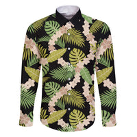 Black Hawaii Plumeria Lei With Tropical Leaves Family Matching Puletasi and Hawaiian Shirt
