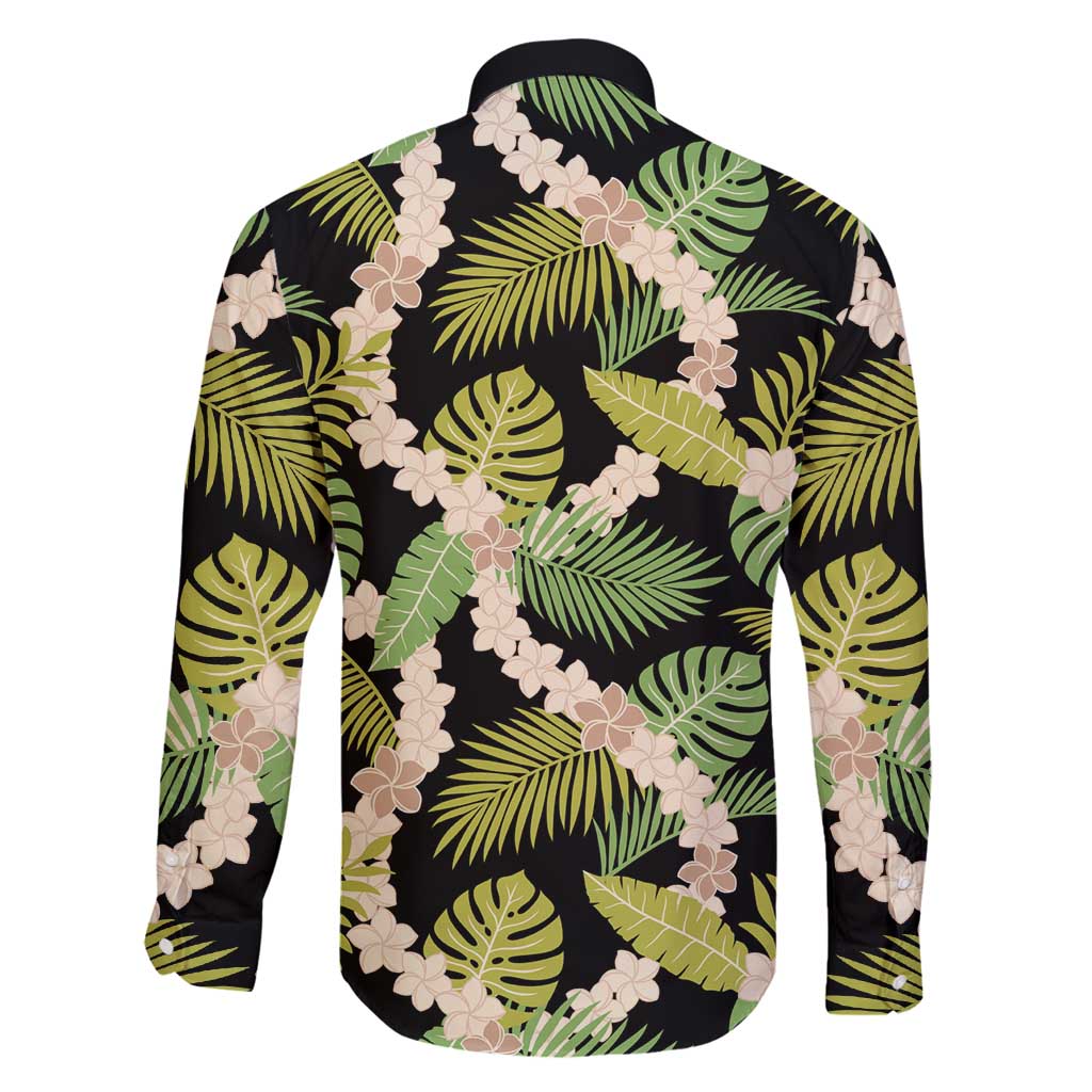 Black Hawaii Plumeria Lei With Tropical Leaves Family Matching Puletasi and Hawaiian Shirt