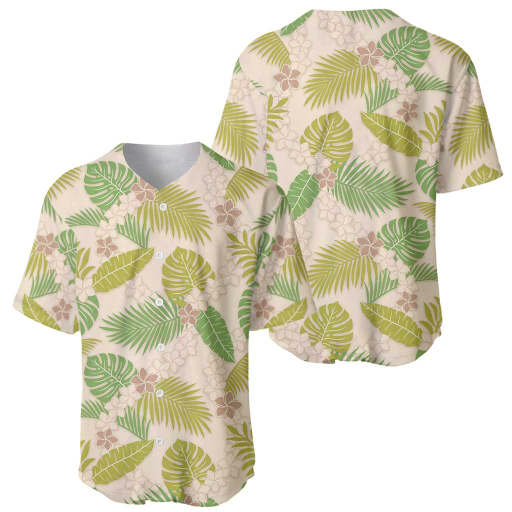 Beige Hawaii Plumeria Lei With Tropical Leaves Baseball Jersey