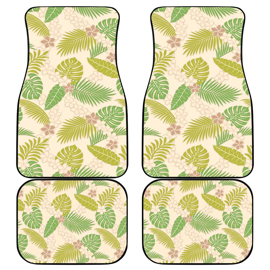 Beige Hawaii Plumeria Lei With Tropical Leaves Car Mats
