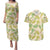 Beige Hawaii Plumeria Lei With Tropical Leaves Couples Matching Puletasi and Hawaiian Shirt