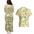 Beige Hawaii Plumeria Lei With Tropical Leaves Couples Matching Puletasi and Hawaiian Shirt