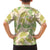 Beige Hawaii Plumeria Lei With Tropical Leaves Family Matching Off Shoulder Maxi Dress and Hawaiian Shirt