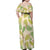 Beige Hawaii Plumeria Lei With Tropical Leaves Family Matching Off Shoulder Maxi Dress and Hawaiian Shirt