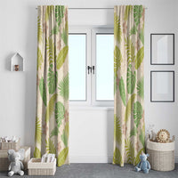 Beige Hawaii Plumeria Lei With Tropical Leaves Window Curtain
